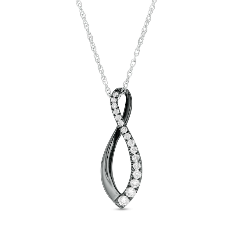 0.29 CT. T.W. Journey Diamond Infinity Pendant in 10K White Gold and Black Rhodium|Peoples Jewellers