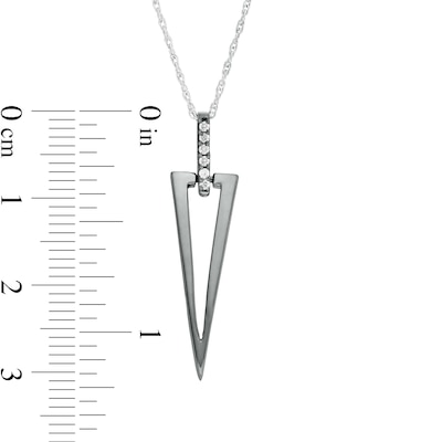 0.04 CT. T.W. Diamond Elongated Triangle Drop Pendant in Sterling Silver and Black Rhodium