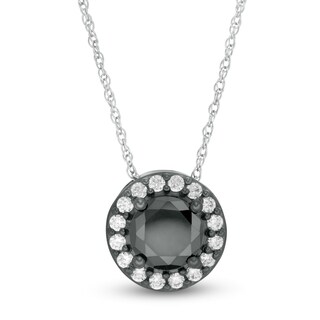 2.69 CT. T.W. Enhanced Black and White Diamond Frame Pendant in 10K White Gold with Black Rhodium