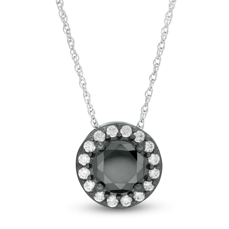 2.69 CT. T.W. Enhanced Black and White Diamond Frame Pendant in 10K White Gold with Black Rhodium|Peoples Jewellers