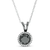 1.18 CT. T.W. Enhanced Black and White Diamond Frame Drop Pendant in 10K White Gold with Black Rhodium