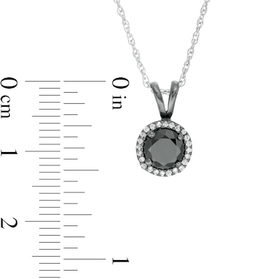 1.18 CT. T.W. Enhanced Black and White Diamond Frame Drop Pendant in 10K White Gold with Black Rhodium