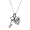 Thumbnail Image 0 of Diamond Accent Heart Lock and Key Pendant in Sterling Silver with Black Rhodium