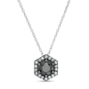 1.23 CT. T.W. Enhanced Black and White Diamond Hexagonal Frame Pendant in 10K White Gold with Black Rhodium