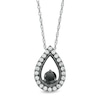 0.95 CT. T.W. Enhanced Black and White Diamond Teardrop Frame Pendant in 10K White Gold with Black Rhodium