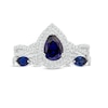 Pear-Shaped Lab-Created Blue and White Sapphire Double Frame Twist Shank Art Deco Bridal Set in Sterling Silver