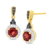 Thumbnail Image 0 of Garnet, Lab-Created White Sapphire and 0.085 CT. T.W. Black Diamond Earrings in Sterling Silver with 14K GP