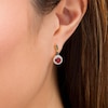 Garnet, Lab-Created White Sapphire and 0.085 CT. T.W. Black Diamond Earrings in Sterling Silver with 14K GP