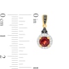 Thumbnail Image 2 of Garnet, Lab-Created White Sapphire and 0.085 CT. T.W. Black Diamond Earrings in Sterling Silver with 14K GP