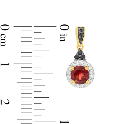 Garnet, Lab-Created White Sapphire and 0.085 CT. T.W. Black Diamond Earrings in Sterling Silver with 14K GP