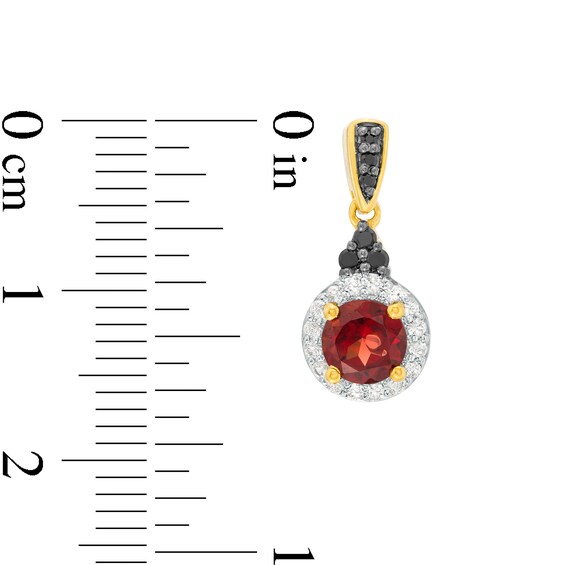 Garnet, Lab-Created White Sapphire and 0.085 CT. T.W. Black Diamond Earrings in Sterling Silver with 14K GP