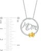 Cursive "Mom" and Paw Print Circle Frame Pendant in Sterling Silver and 10K Gold