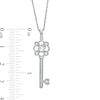 3.6mm Lab-Created White Sapphire Clover-Top and Heart Key Pendant in Sterling Silver