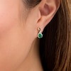 Lab-Created Emerald and 0.116 CT. T.W. Enhanced Black and White Diamond Drop Earrings in Sterling Silver with 14K GP