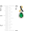 Lab-Created Emerald and 0.116 CT. T.W. Enhanced Black and White Diamond Drop Earrings in Sterling Silver with 14K GP