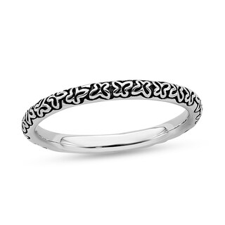 Stackable Expressions™ 2.25mm Alternating Butterfly Antique-Finished Band in Sterling Silver