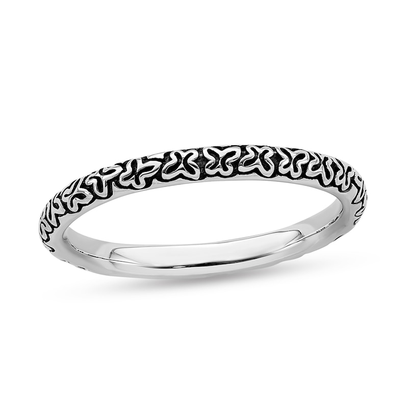 Stackable Expressions™ 2.25mm Alternating Butterfly Antique-Finished Band in Sterling Silver