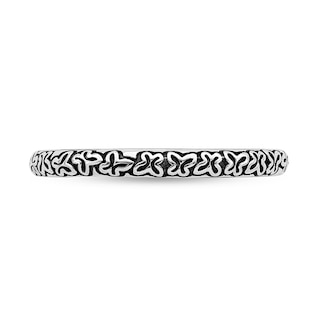 Stackable Expressions™ 2.25mm Alternating Butterfly Antique-Finished Band in Sterling Silver