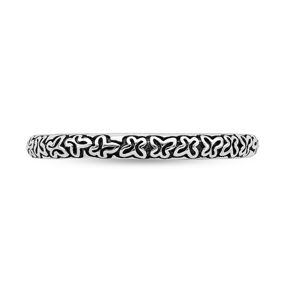 Stackable Expressions™ 2.25mm Alternating Butterfly Antique-Finished Band in Sterling Silver