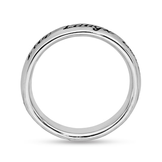 Stackable Expressions™ 4.0mm Black Enamel "Live Laugh Love" Ring in Sterling Silver