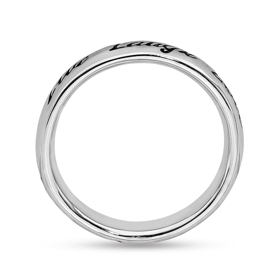 Stackable Expressions™ 4.0mm Black Enamel "Live Laugh Love" Ring in Sterling Silver