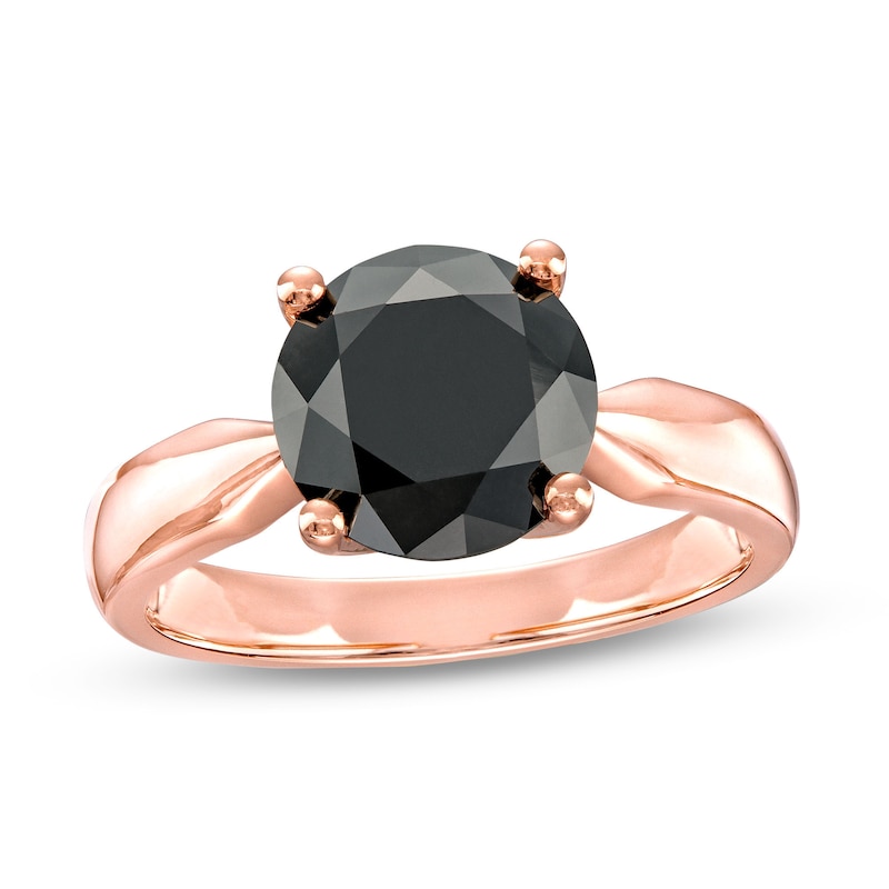 3.00 CT. Black Diamond Solitaire Engagement Ring in 10K Rose Gold