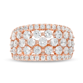 2.95 CT. T.W. Diamond Multi-Row Ring in 10K Rose Gold