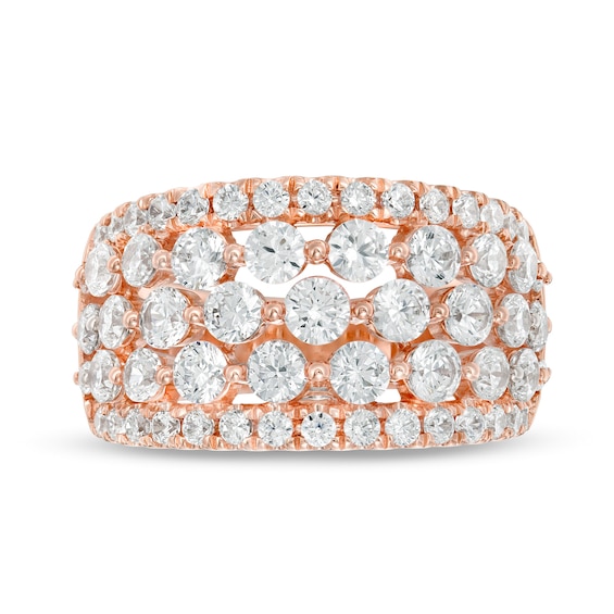 2.95 CT. T.W. Diamond Multi-Row Ring in 10K Rose Gold