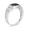 Thumbnail Image 2 of Men's Sideways Cushion-Cut Onyx and Lab-Created White Sapphire Collar Ring in Sterling Silver