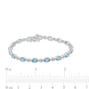 Oval Swiss Blue Topaz and Diamond Accent Vintage-Style Marquise Link Bracelet in Sterling Silver - 7.25"