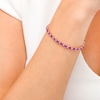 Thumbnail Image 1 of Oval Amethyst and White Topaz Bracelet in 14K Rose Gold Over Silver - 7.25"