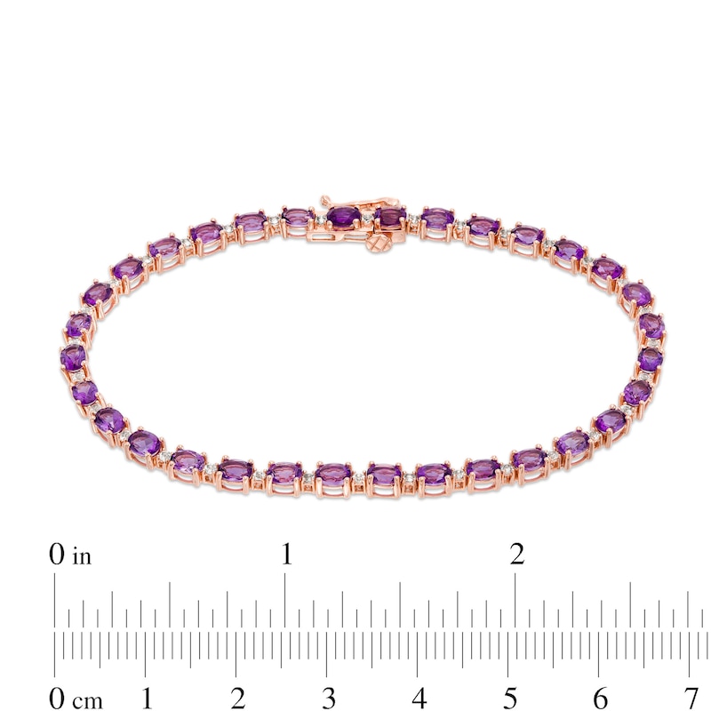 Oval Amethyst and White Topaz Bracelet in 14K Rose Gold Over Silver - 7.25"|Peoples Jewellers