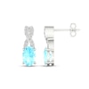 Thumbnail Image 1 of Oval Aquamarine and 0.08 CT. T.W. Diamond &quot;X&quot; Drop Earrings in 10K White Gold