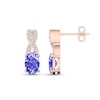 Thumbnail Image 0 of Oval Tanzanite and 0.08 CT. T.W. Diamond "X" Drop Earrings in 10K Rose Gold