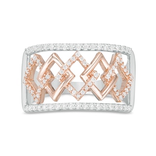 0.37 CT. T.W. Diamond Interlocking Rhombus Ring in 10K Two-Tone Gold