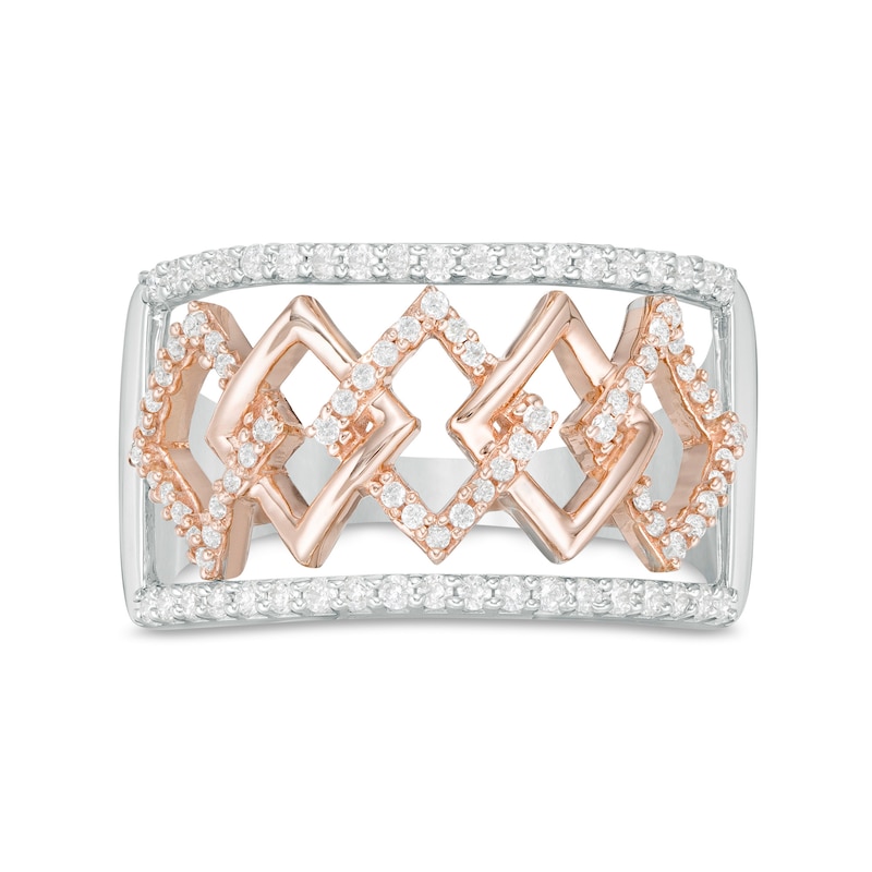 0.37 CT. T.W. Diamond Interlocking Rhombus Ring in 10K Two-Tone Gold|Peoples Jewellers