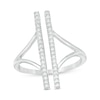 0.18 CT. T.W. Diamond Double Bar Open Split Shank Ring in Sterling Silver