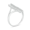 Thumbnail Image 2 of 0.18 CT. T.W. Diamond Double Bar Open Split Shank Ring in Sterling Silver