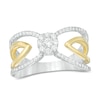 Thumbnail Image 0 of 0.29 CT. T.W. Composite Diamond Bow Tie Open Shank Ring in 10K Two-Tone Gold