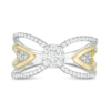 Thumbnail Image 3 of 0.29 CT. T.W. Composite Diamond Bow Tie Open Shank Ring in 10K Two-Tone Gold