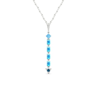 Multi-Shaped Blue Topaz and Diamond Accent Abstract Arrow Pendant in 10K White Gold