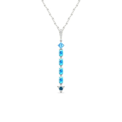 Multi-Shaped Blue Topaz and Diamond Accent Abstract Arrow Pendant in 10K White Gold