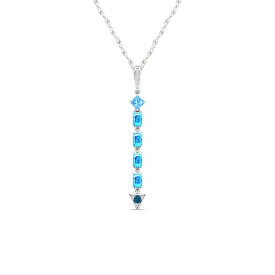 Multi-Shaped Blue Topaz and Diamond Accent Abstract Arrow Pendant in 10K White Gold