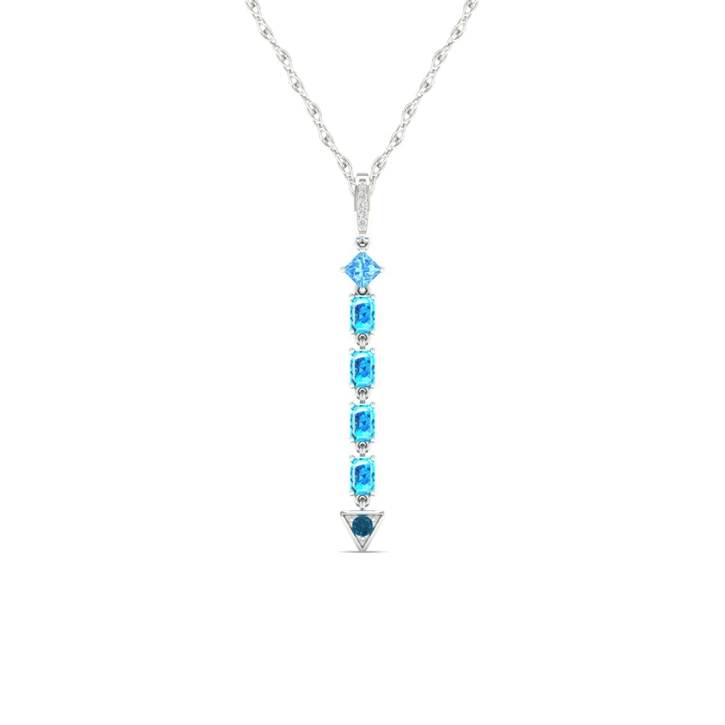 Multi-Shaped Blue Topaz and Diamond Accent Abstract Arrow Pendant in 10K White Gold|Peoples Jewellers