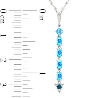 Multi-Shaped Blue Topaz and Diamond Accent Abstract Arrow Pendant in 10K White Gold