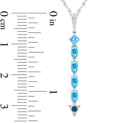 Multi-Shaped Blue Topaz and Diamond Accent Abstract Arrow Pendant in 10K White Gold