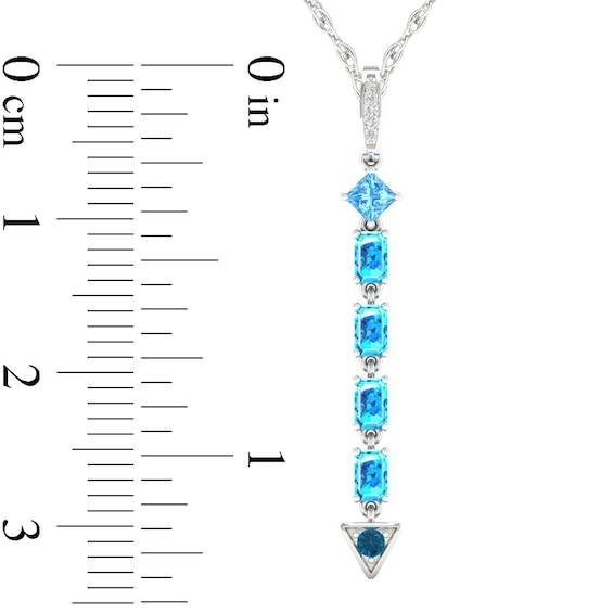 Multi-Shaped Blue Topaz and Diamond Accent Abstract Arrow Pendant in 10K White Gold