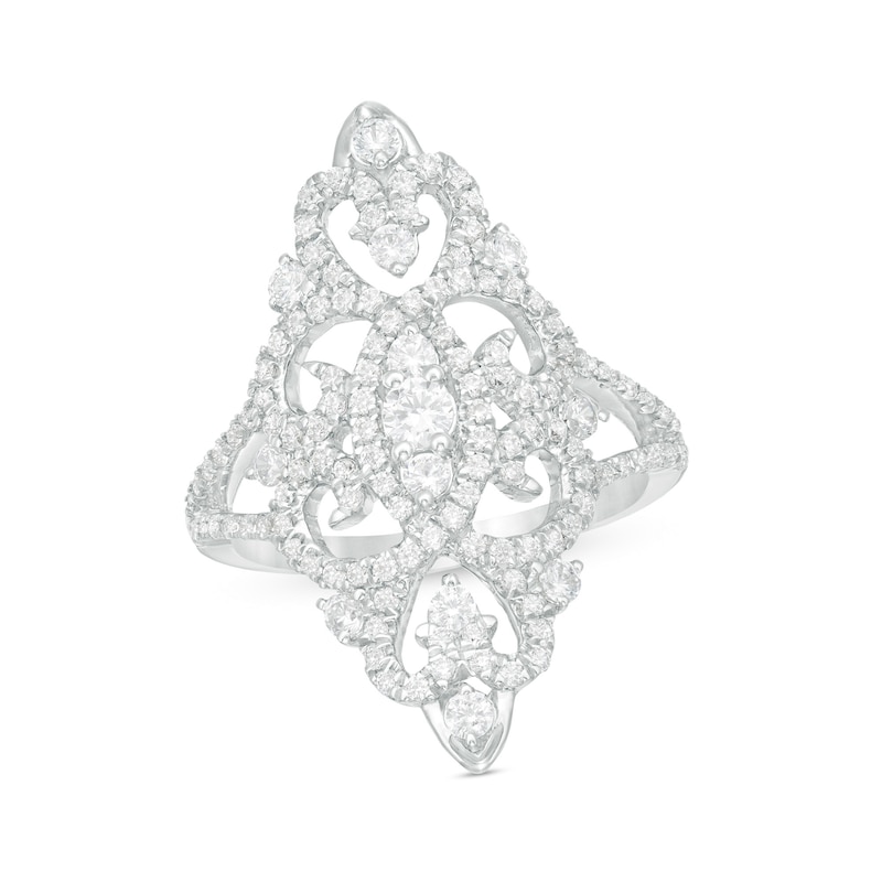 0.95 CT. T.W. Diamond Marquise Filigree Ring in 10K White Gold|Peoples Jewellers