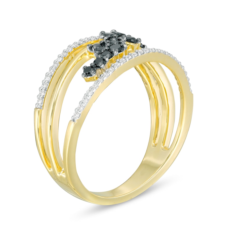 0.37 CT. T.W. Enhanced Black and White Diamond Scatter Orbit Ring in 10K Gold|Peoples Jewellers