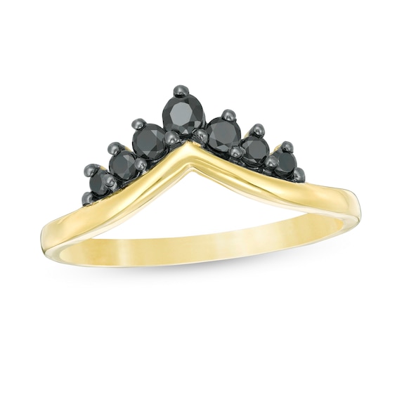 0.23 CT. T.W. Black Diamond Chevron Ring in 10K Gold